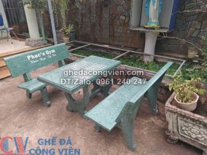 ban ghe da chu nhat mau xanh