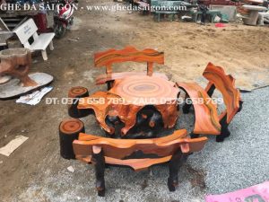 Bộ bàn ghế đá giả gỗ con voi 5 bo ban ghe da gia go con voi 1